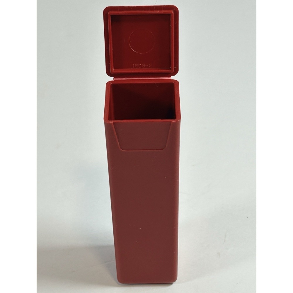 Vintage Tupperware Handy Keeper  1506 Red FlipTop Pocket Sz Toothpicks Gum Pills - Picture 2 of 8